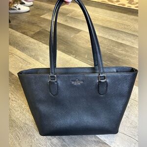 Kate Spade New York Black Saffiano Leather Zip-Top Tote Bag – Classic Shoulder